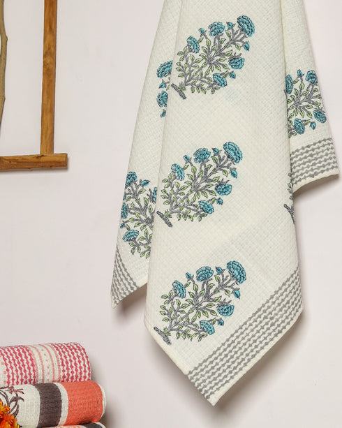 Floral Buta Waffle Cotton Towel (TWL15)